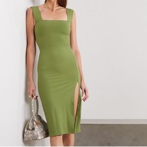 Cassi Knit Reformation Dress in Avocado